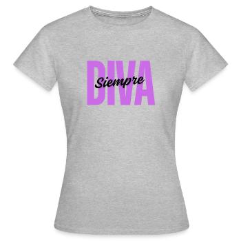 DIVA Always – Design minimaliste - T-shirt Femme - gris chiné - Devant - AI Model Female 172 dark (172cm)