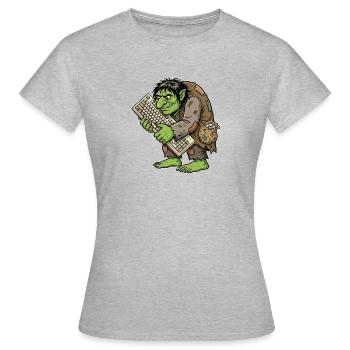 Troll avide avec clavier - T-shirt Femme - gris chiné - Devant - AI Model Female 172 dark (172cm)