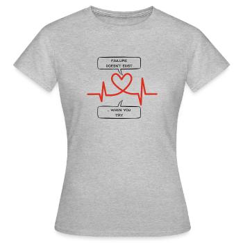 L’échec n’existe pas – quand on essaie - T-shirt Femme - gris chiné - Devant - AI Model Female 172 dark (172cm)