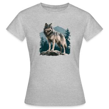 Wolf - Frauen T-Shirt - Grau meliert - Vorne - AI Model Female 172 dark (172cm)