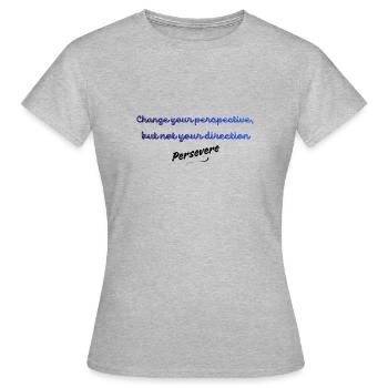 Ändere deine Perspektive, nicht deine Richtung | Insp - Frauen T-Shirt - Grau meliert - Vorne - AI Model Female 172 dark (172cm)