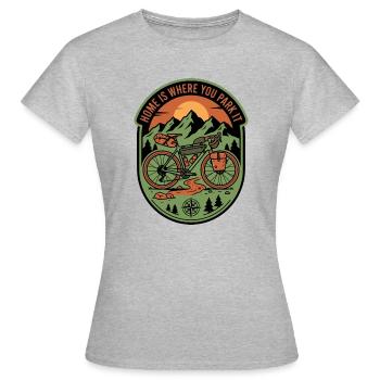 Zuhause ist der Ort, an dem du es parkst, Gravelbike - Frauen T-Shirt - Grau meliert - Vorne - AI Model Female 172 dark (172cm)