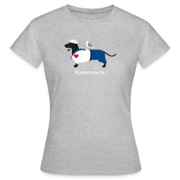 Küstenwache Nordsee Dackel mit Herz - Frauen T-Shirt - Grau meliert - Vorne - AI Model Female 172 dark (172cm)