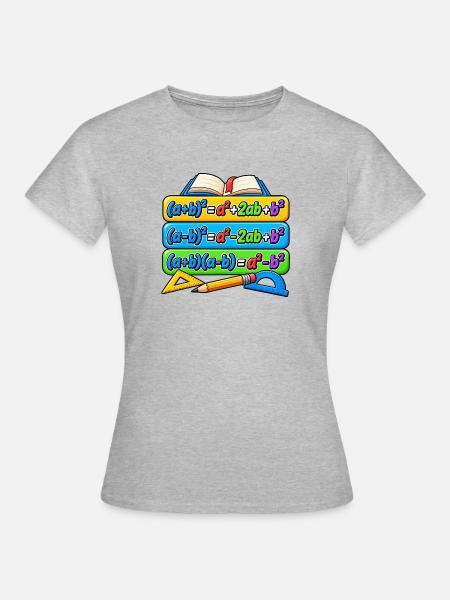 Binomische Formeln – Mathe Geek Design - Frauen T-Shirt - Grau meliert