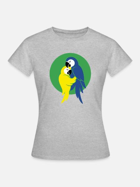 Tanzende Papageien – Forro Paar - Frauen T-Shirt - Grau meliert