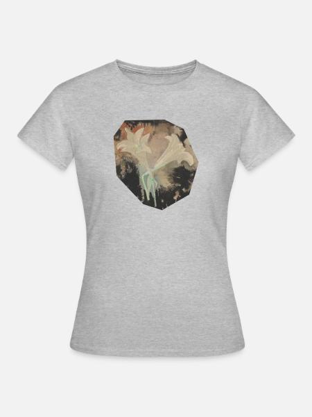 Vintage_White_Lilies_Watercolor_Art - Frauen T-Shirt - Grau meliert
