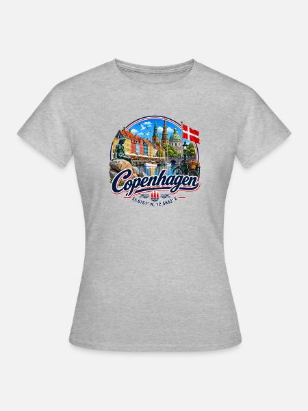 Copenhagen - Denmark - Kopenhagen - Dänemark - Frauen T-Shirt - Grau meliert