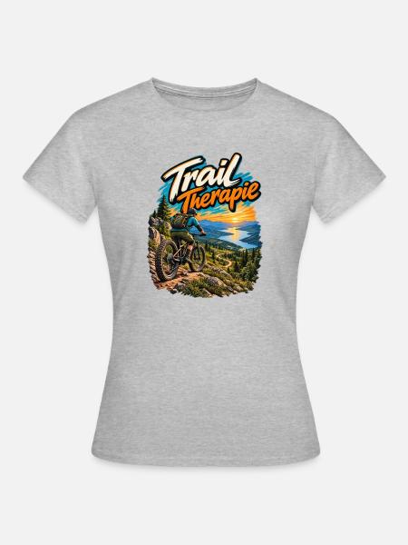 Trail Therapie MTB Berglandschaft - Frauen T-Shirt - Grau meliert