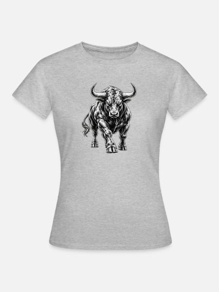 Stier Grafik - Frauen T-Shirt - Grau meliert