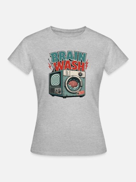 BRAIN WASH MACHINE - Frauen T-Shirt - Grau meliert