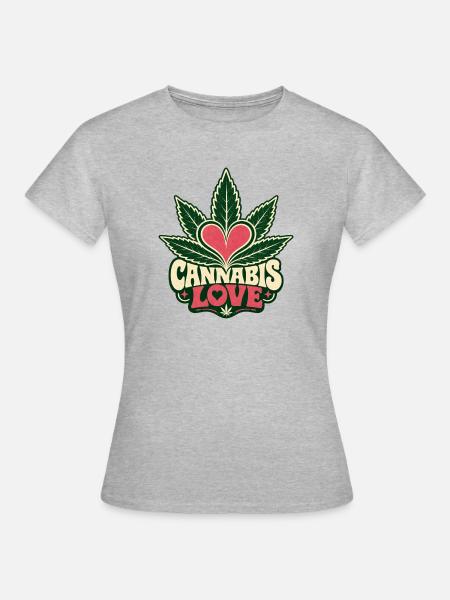 CANNABIS LOVE - Frauen T-Shirt - Grau meliert