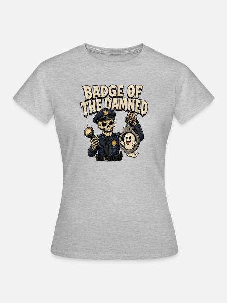 Abzeichen der Verdammten – Lustige Halloween-Polizei - Frauen T-Shirt - Grau meliert