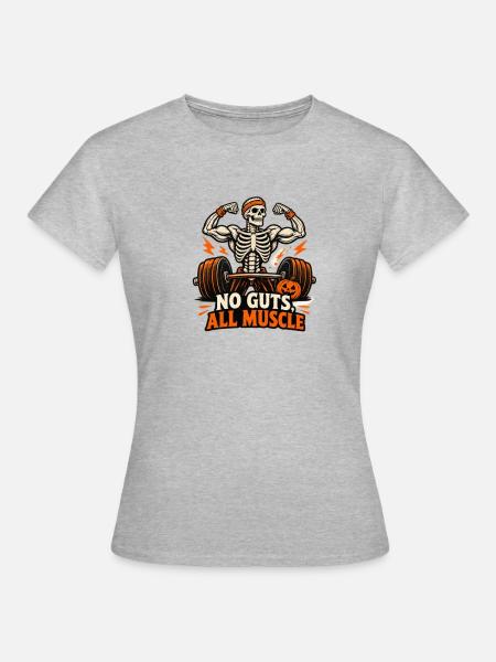 No Guts All Muscle - Frauen T-Shirt - Grau meliert
