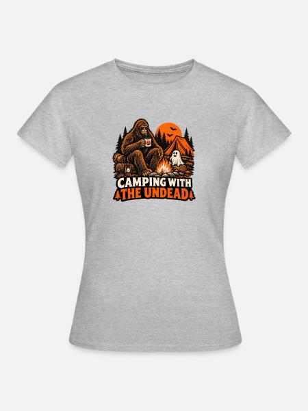Camping mit den Untoten - Frauen T-Shirt - Grau meliert