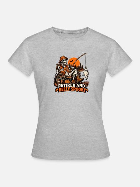 Retired and Reely Spooky - Frauen T-Shirt - Grau meliert