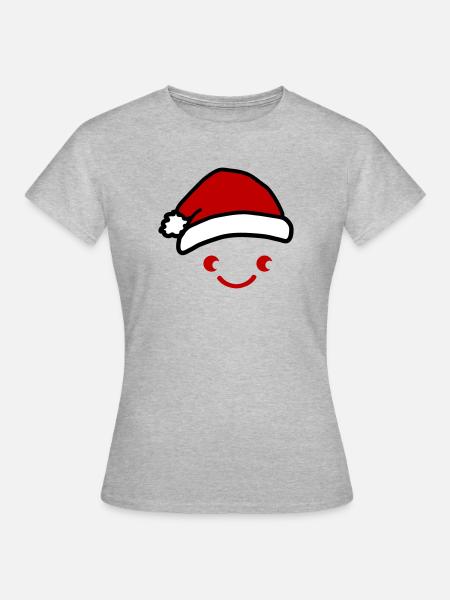 Fröhliches Santa-Gesichtshut - Frauen T-Shirt - Grau meliert