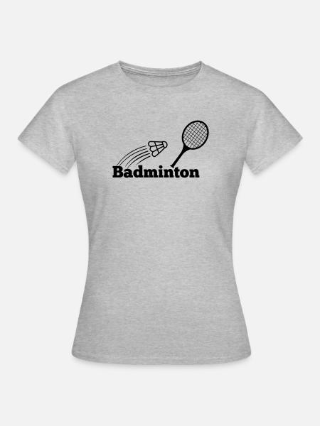 Badmintontext mit Shuttle und Schläger - Frauen T-Shirt - Grau meliert