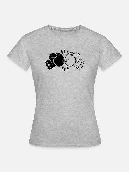 Boxboxhandschuhe Kontakt mit Blitz - Frauen T-Shirt - Grau meliert