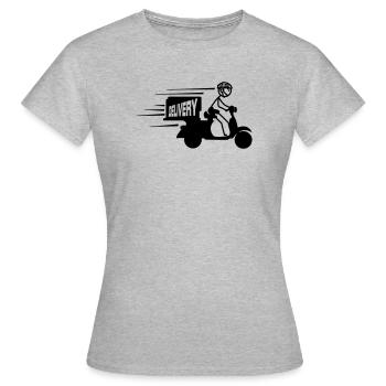 Scooter-Paket oder SMS-Lieferung - Frauen T-Shirt - Grau meliert - Vorne - AI Model Female 172 dark (172cm)