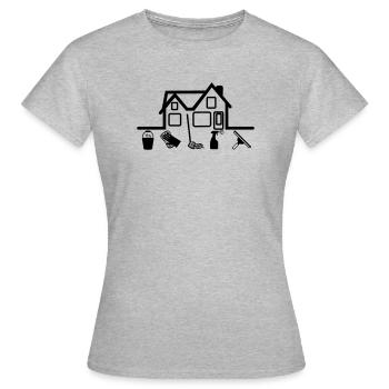 Maison avec outils de nettoyage - T-shirt Femme - gris chiné - Devant - AI Model Female 172 dark (172cm)