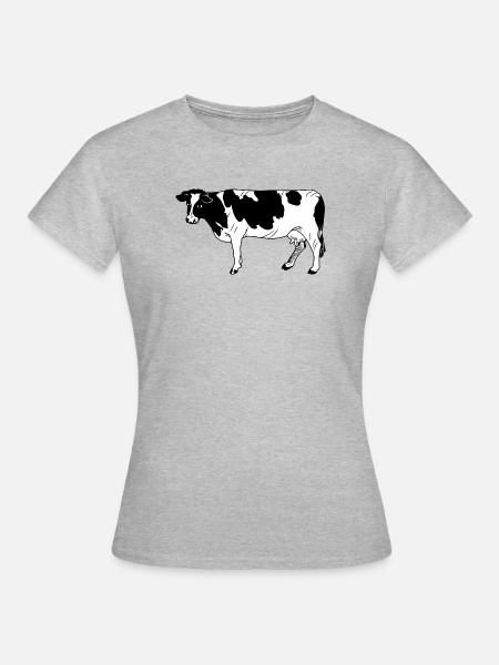 Kuh schwarzpelzig - Frauen T-Shirt - Grau meliert
