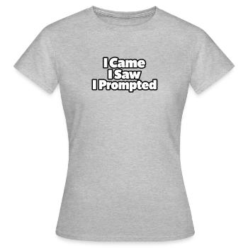 Ich kam, ich sah, ich fragte - Frauen T-Shirt - Grau meliert - Vorne - AI Model Female 172 dark (172cm)