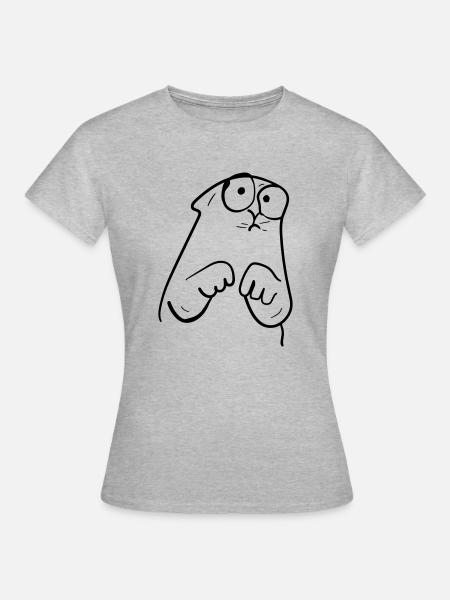 Grimmige Katze - Frauen T-Shirt - Grau meliert