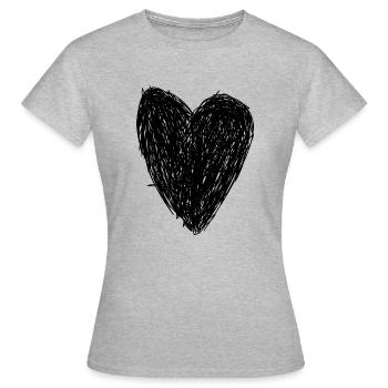 schwarzes Herz - Frauen T-Shirt - Grau meliert - Vorne - AI Model Female 172 dark (172cm)
