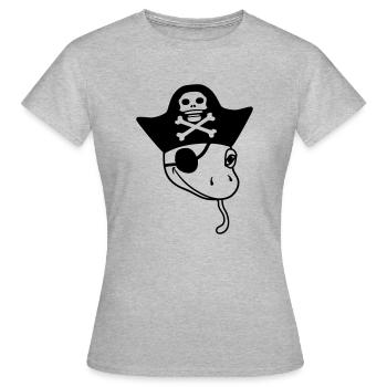 gesicht gecko pirat seeraeuber kapitaen matrose se - Frauen T-Shirt - Grau meliert - Vorne - AI Model Female 172 dark (172cm)