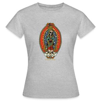 La Muerda - Madonna - La Catharina - Skull Nonne - Frauen T-Shirt - Grau meliert - Vorne - AI Model Female 172 dark (172cm)