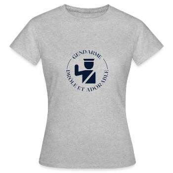 GENDARME DRÔLE ET ADORABLE - T-shirt Femme - gris chiné - Devant - AI Model Female 172 dark (172cm)