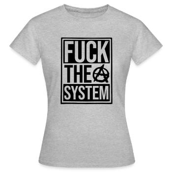 Texte baise le système - T-shirt Femme - gris chiné - Devant - AI Model Female 172 dark (172cm)