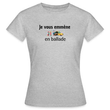 Je vous emmène en ballade - T-shirt Femme - gris chiné - Devant - AI Model Female 172 dark (172cm)