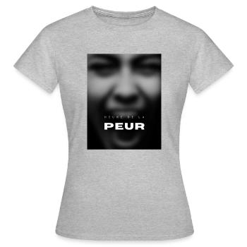 La peur - T-shirt Femme - gris chiné - Devant - AI Model Female 172 dark (172cm)