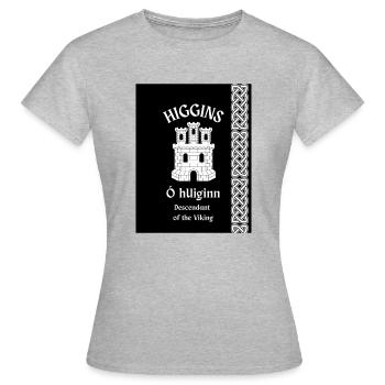 Nom de famille Higgins - T-shirt Femme - gris chiné - Devant - AI Model Female 172 dark (172cm)
