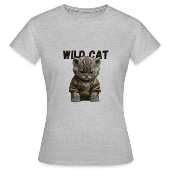Wild Cat - T-shirt Femme - gris chiné - Devant - AI Model Female 172 dark (172cm)
