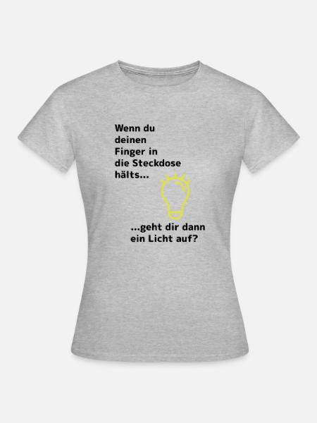 Finger in Steckdose - Frauen T-Shirt - Grau meliert