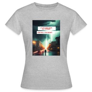 Wie wirst du wachsen? - Frauen T-Shirt - Grau meliert - Vorne - AI Model Female 172 dark (172cm)