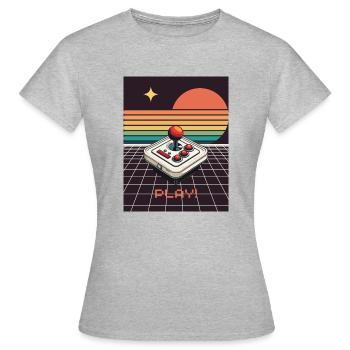 Gaming Retro Design - Jouez! - T-shirt Femme - gris chiné - Devant - AI Model Female 172 dark (172cm)