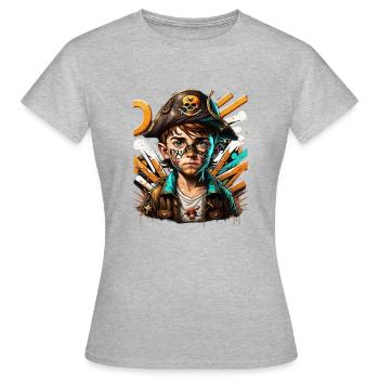 PiratBoy - Frauen T-Shirt - Grau meliert - Vorne - AI Model Female 172 dark (172cm)