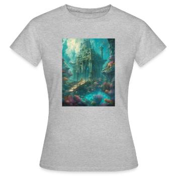 Atlantis unter Wasser - Frauen T-Shirt - Grau meliert - Vorne - AI Model Female 172 dark (172cm)