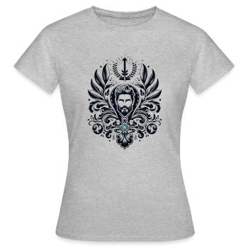 Black and White Shield Design with Blue Gem - Women's T-Shirt - heather grey - Front - AI Model Female 172 dark (172cm)