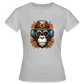 Steampunk Gorilla - Women's T-Shirt - heather grey - Front - AI Model Female 172 dark (172cm)