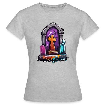 Pierre tombale / Souvenir / Tranquillité / Inoubliable / Mort - T-shirt Femme - gris chiné - Devant - AI Model Female 172 dark (172cm)