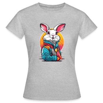 Lapin blanc - T-shirt Femme - gris chiné - Devant - AI Model Female 172 dark (172cm)