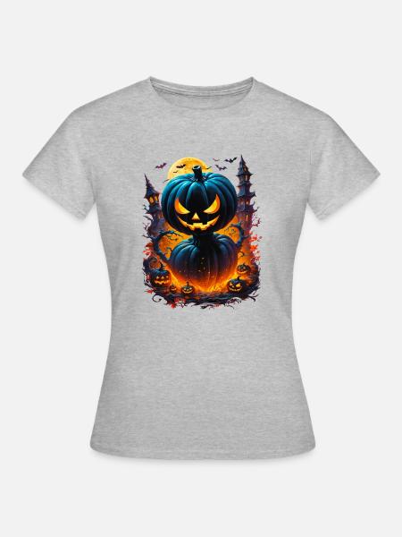 Kürbismännchen - Frauen T-Shirt - Grau meliert
