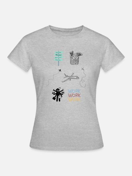 Arbeit vs. Urlaub - Frauen T-Shirt - Grau meliert
