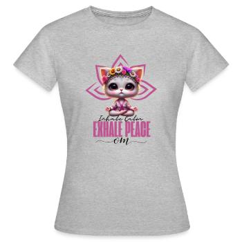 InhaleCalmExhalePeace - Frauen T-Shirt - Grau meliert - Vorne - AI Model Female 172 dark (172cm)
