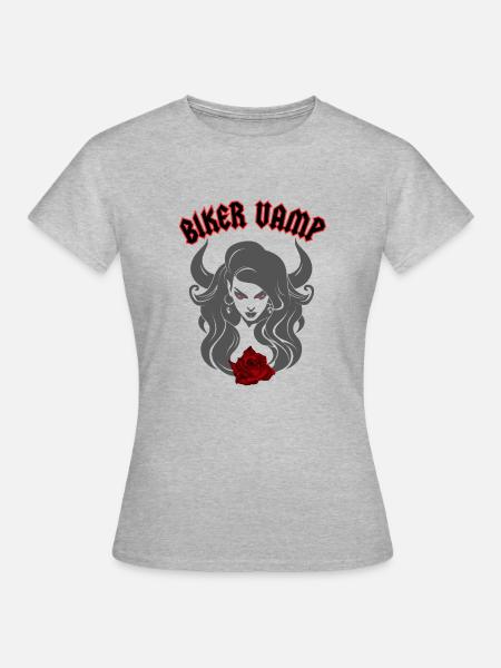 BIKER VAMP - Frauen T-Shirt - Grau meliert