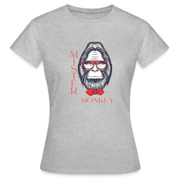 Mister Monkey - Frauen T-Shirt - Grau meliert - Vorne - AI Model Female 172 dark (172cm)